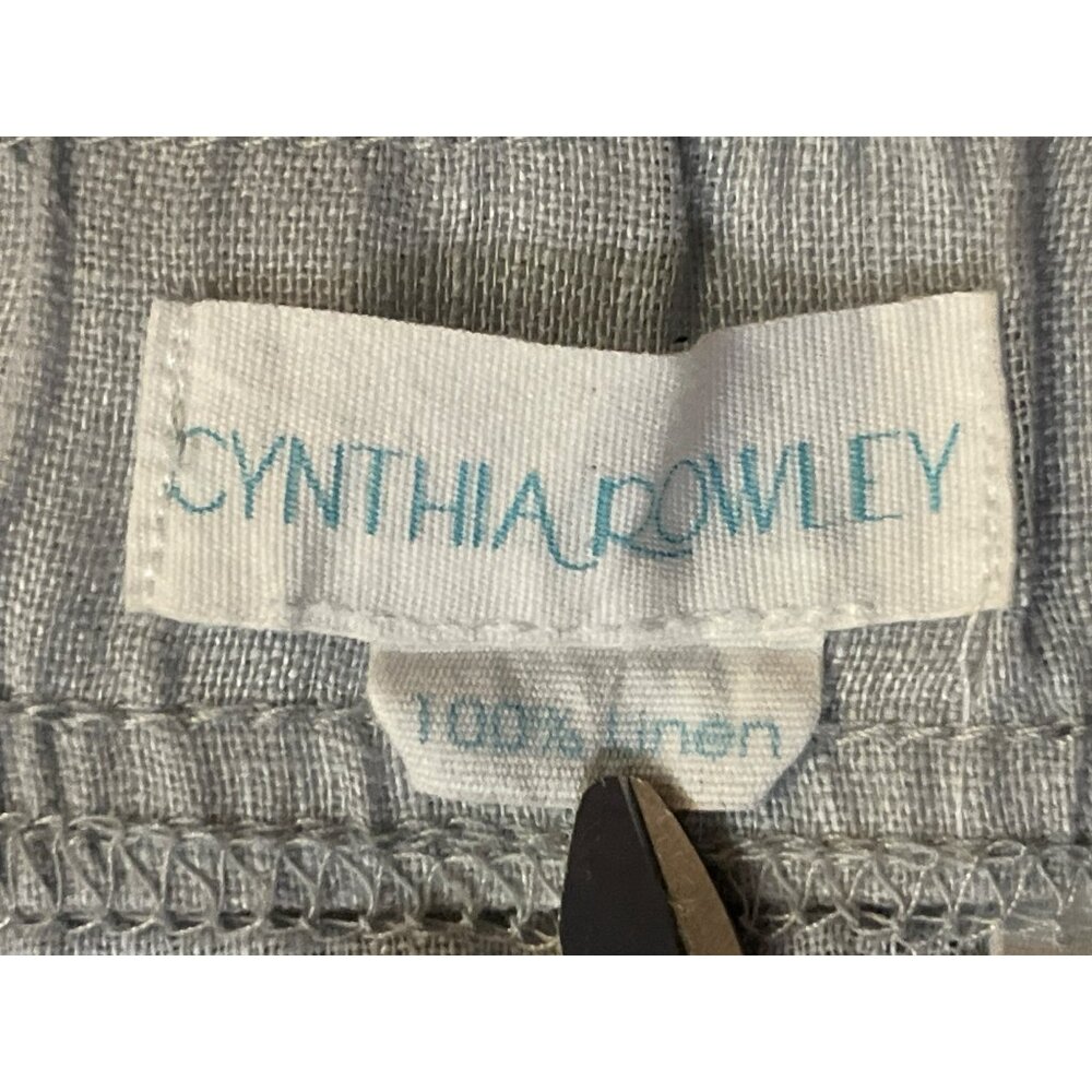 Cynthia Rowley 100% Linen Cropped Pants Womens L Light Gray Used - Picture 7 of 14
